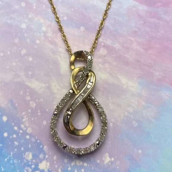 Natalia Drake 14k Ylw Gold Over Brass 1/4ct Natural Diamond Infinity Necklace - Picture 1 of 7